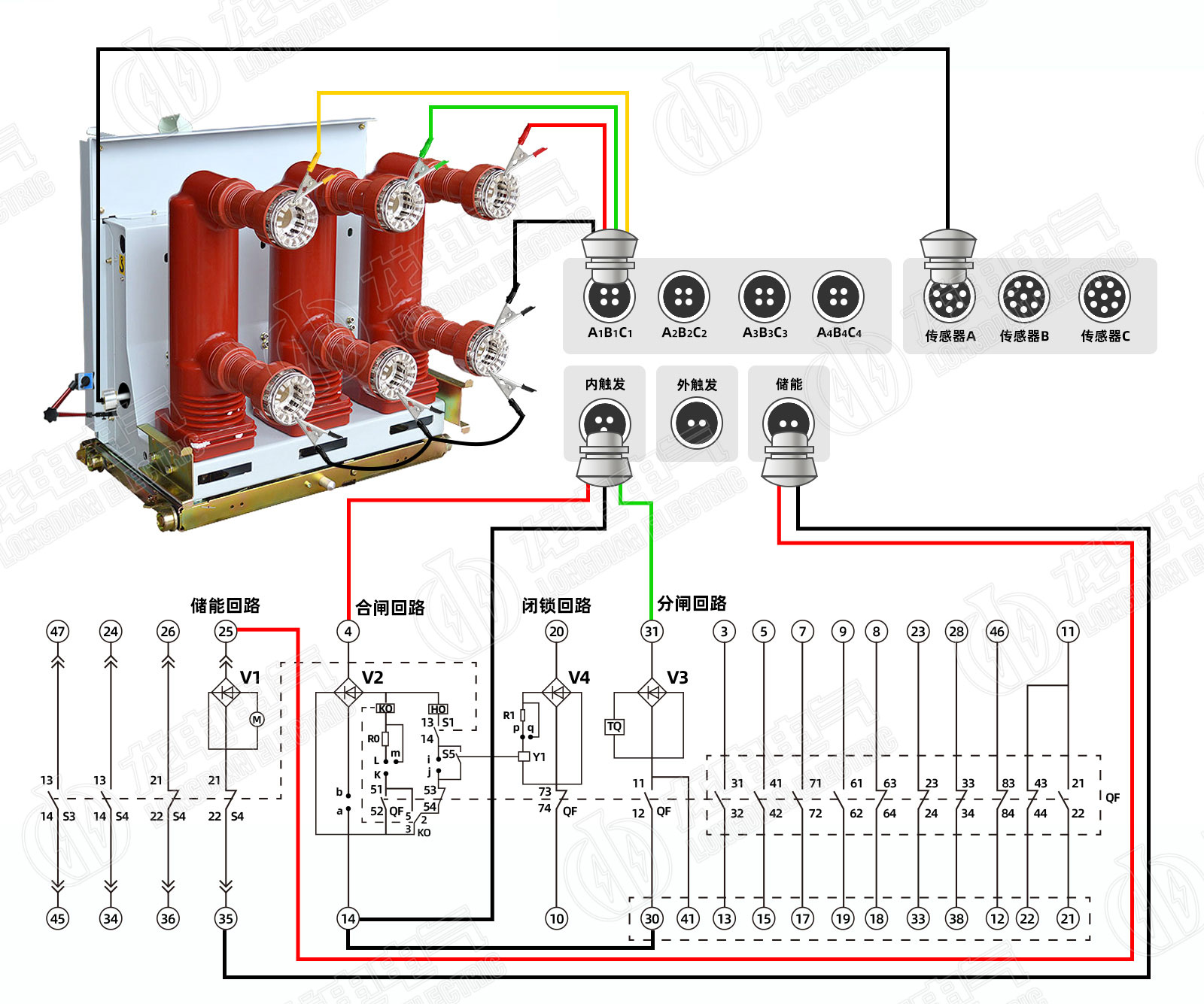 開關測試儀完整接線示意圖 開關測試儀完整接線示意圖